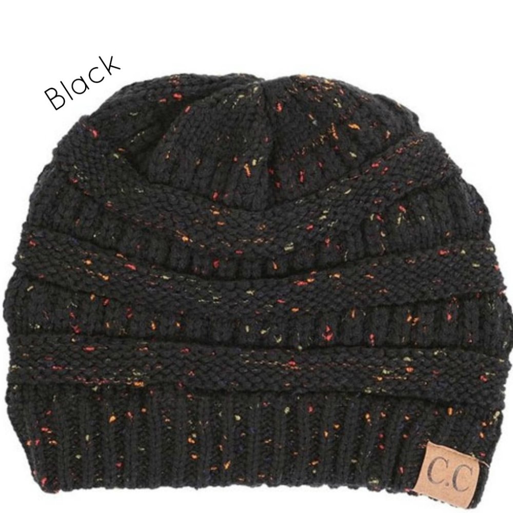 CC Messy Bun Beanie - Black